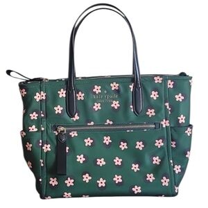 Kate Spade Green Tote with Pink Floral Design